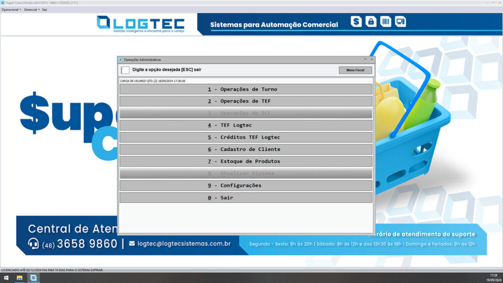 Controle administrativo completo direto do frente de caixa.
